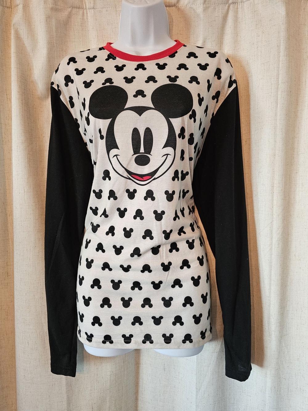 Disney Long Sleeve Mickey Mouse Tee - Black, White & Red